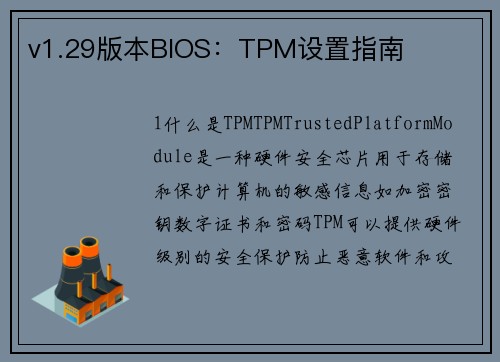 v1.29版本BIOS：TPM设置指南